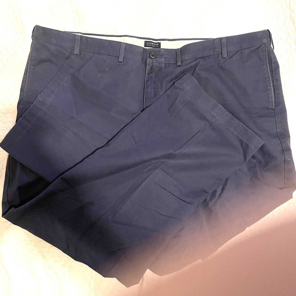 Lands' End Navy Traditional Fit Men's Dress Pant, Size 50 Tall
